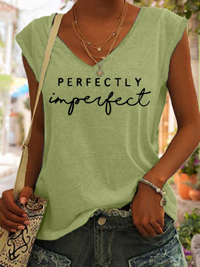 Perfectly  Imperfect Casual V Neck Knit Tank