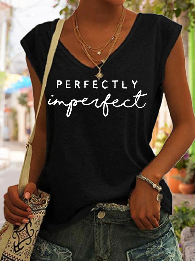 Perfectly  Imperfect Casual V Neck Knit Tank