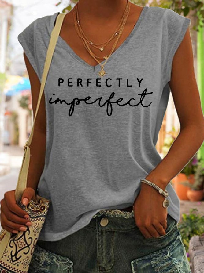 Perfectly  Imperfect Casual V Neck Knit Tank