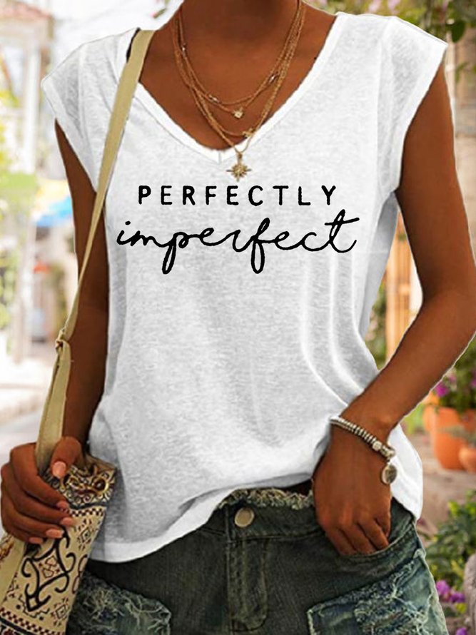 Perfectly  Imperfect Casual V Neck Knit Tank