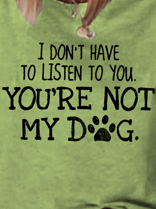 Funny Dog Letter Crew Neck Cotton Blends Short Sleeve T-Shirt