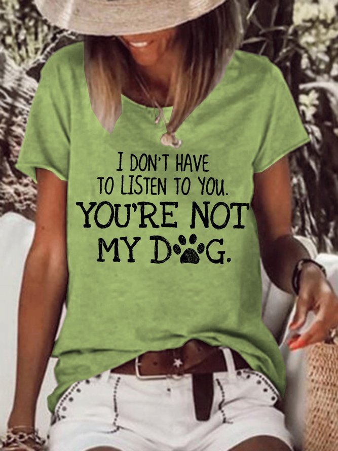 Funny Dog Letter Crew Neck Cotton Blends Short Sleeve T-Shirt