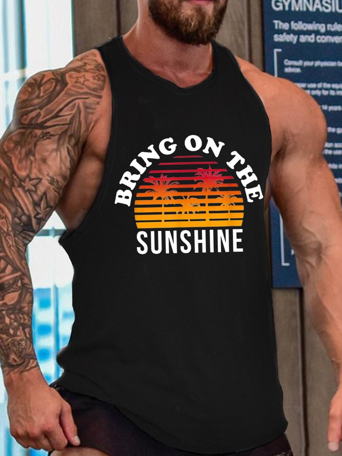 Men Bring On The Sunshine Casual Crew Neck Knit Tank