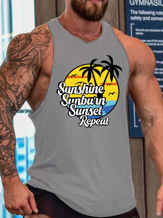 Men's Vacation Funny Print Casual Knit Tank