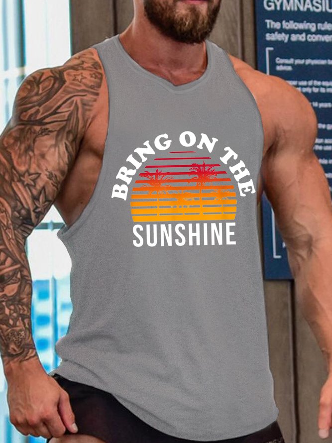 Men Bring On The Sunshine Casual Crew Neck Knit Tank