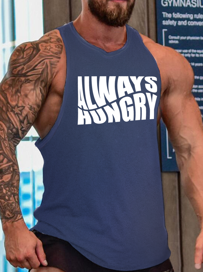 Always Hungry Funny Cotton Blends Letter Sleeveless Knit Tank