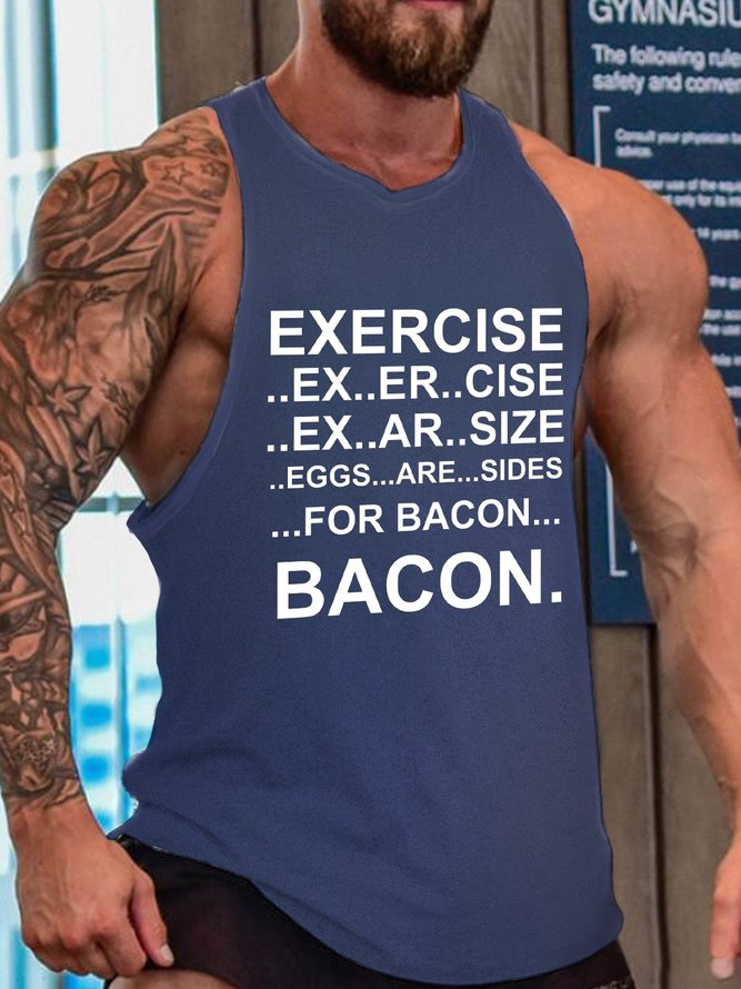 Exercise Bacon Funny Crew Neck Tank Top