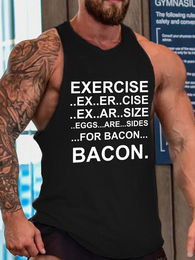 Exercise Bacon Funny Crew Neck Tank Top