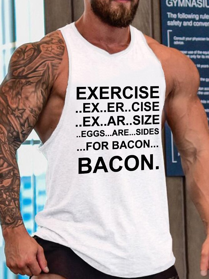 Exercise Bacon Funny Crew Neck Tank Top