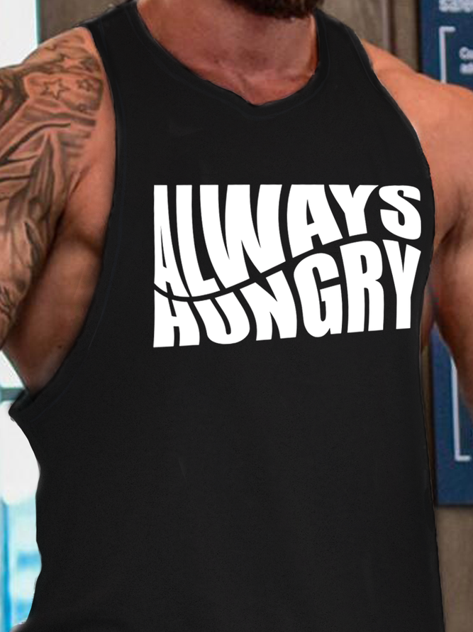 Always Hungry Funny Cotton Blends Letter Sleeveless Knit Tank