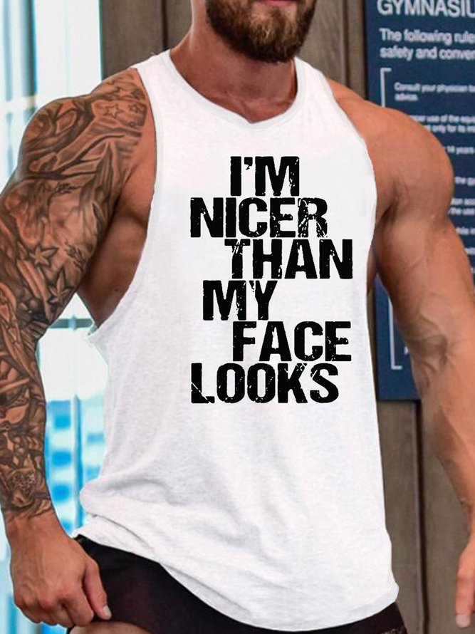 Mens Funny I’m Nicer Than My Face Looks Casual Knit Tank