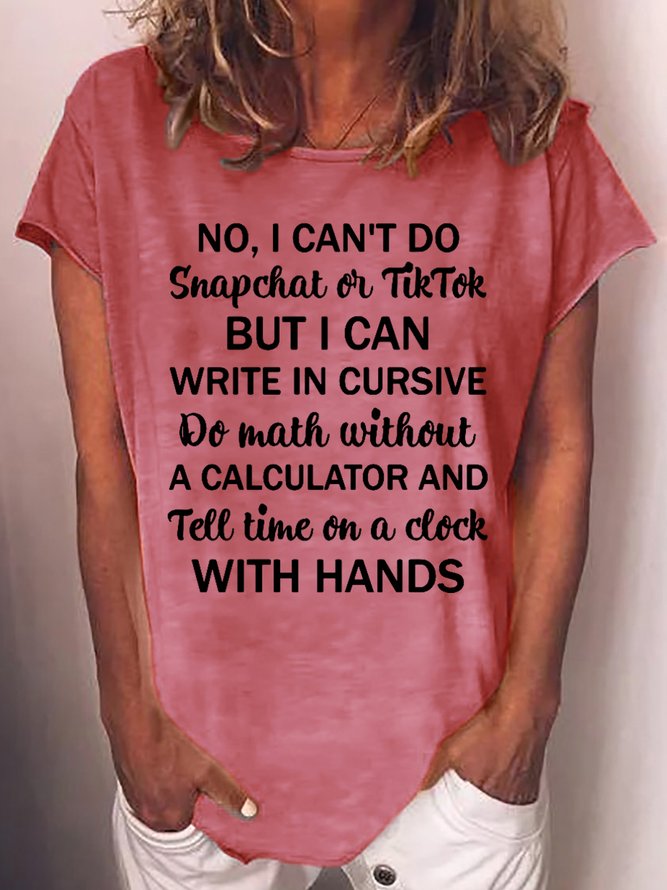 Womens funny letter Crew Neck Cotton Blends Casual Short Sleeve T-Shirt