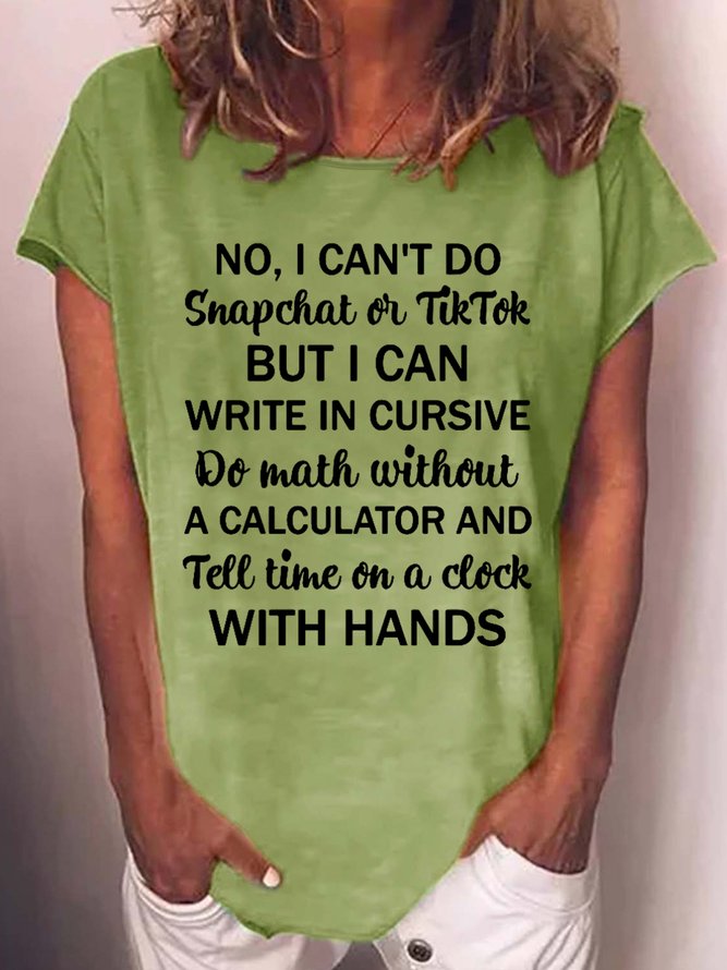 Womens funny letter Crew Neck Cotton Blends Casual Short Sleeve T-Shirt