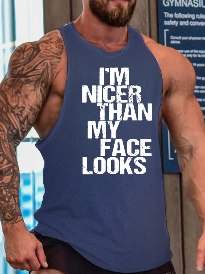 Mens Funny I’m Nicer Than My Face Looks Casual Knit Tank