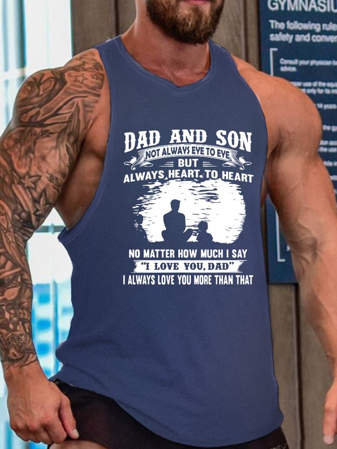 Dad And Son Not Always Eye To Eye But Always Heart To Heart Sleeveless Crew Neck Knit Tank