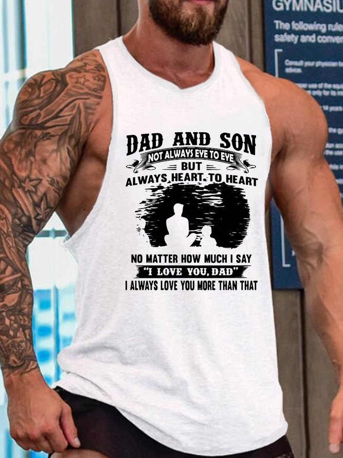 Dad And Son Not Always Eye To Eye But Always Heart To Heart Sleeveless Crew Neck Knit Tank