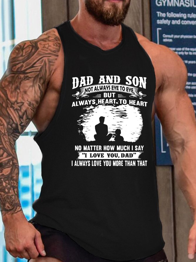 Dad And Son Not Always Eye To Eye But Always Heart To Heart Sleeveless Crew Neck Knit Tank