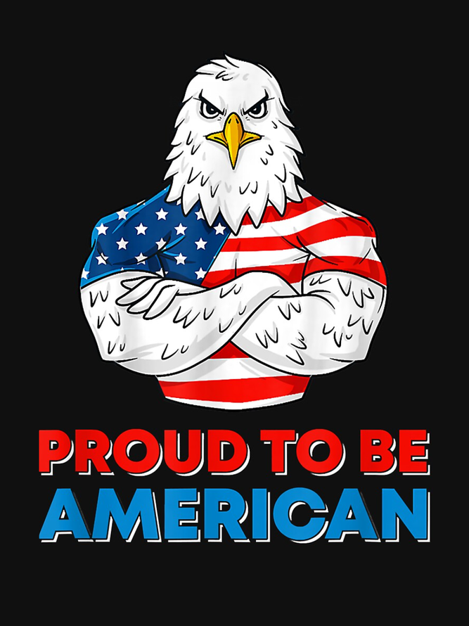 Proud To Be American Funny Bald Eagle Print Crew Neck Tank Top