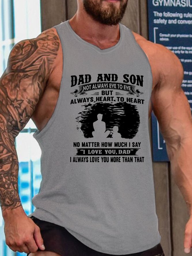 Dad And Son Not Always Eye To Eye But Always Heart To Heart Sleeveless Crew Neck Knit Tank