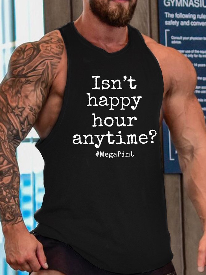 Isn't Happy Hour Anytime Mega Pint Crew Neck Sleeveless Knit Tank