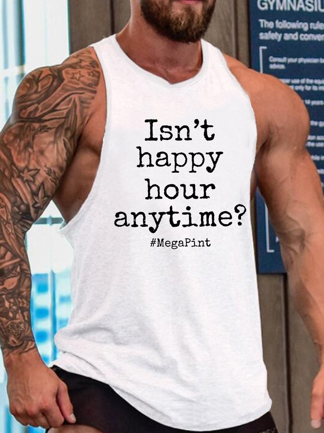 Isn't Happy Hour Anytime Mega Pint Crew Neck Sleeveless Knit Tank