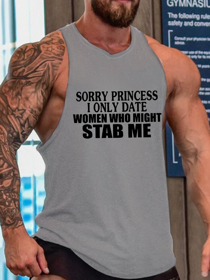 orry Princess I Only Date Women Who Might Stab Me Sleeveless Crew Neck Knit Tank