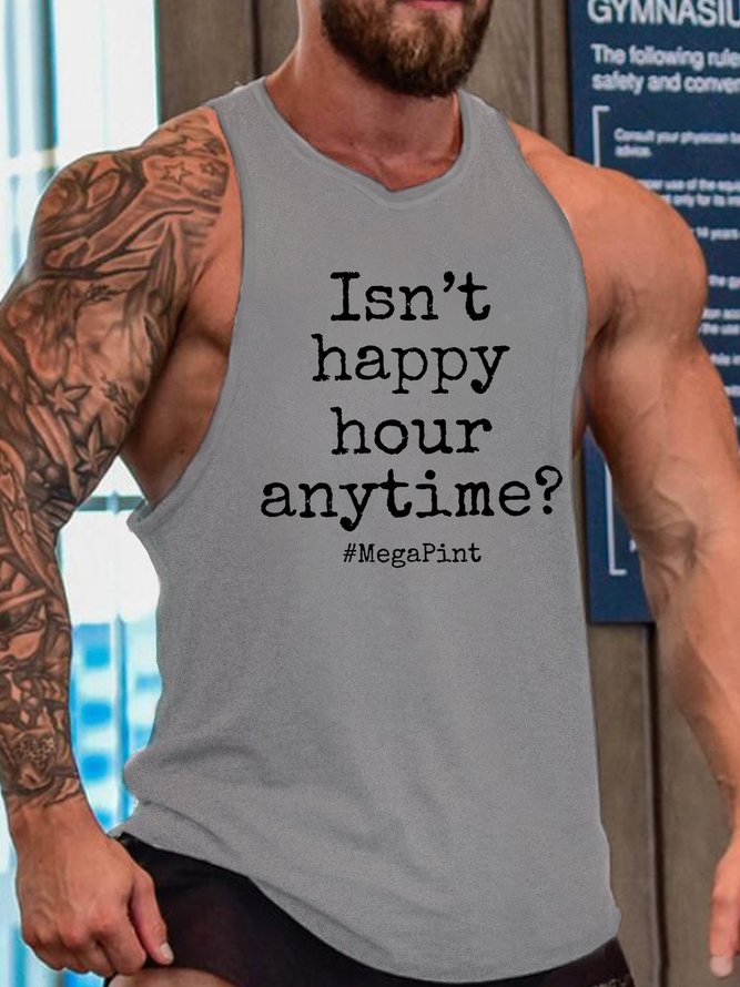 Isn't Happy Hour Anytime Mega Pint Crew Neck Sleeveless Knit Tank