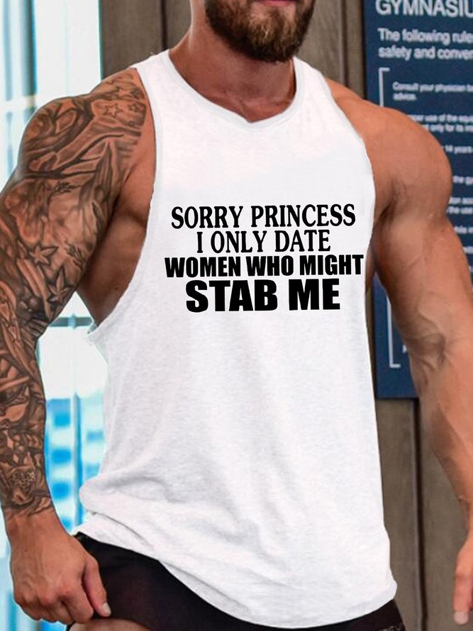 orry Princess I Only Date Women Who Might Stab Me Sleeveless Crew Neck Knit Tank