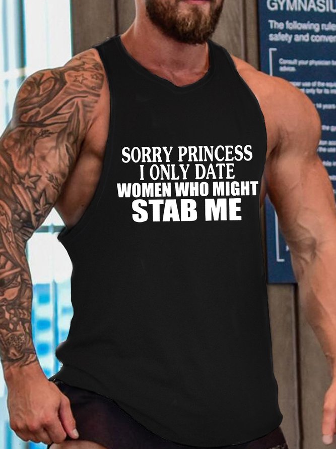 orry Princess I Only Date Women Who Might Stab Me Sleeveless Crew Neck Knit Tank