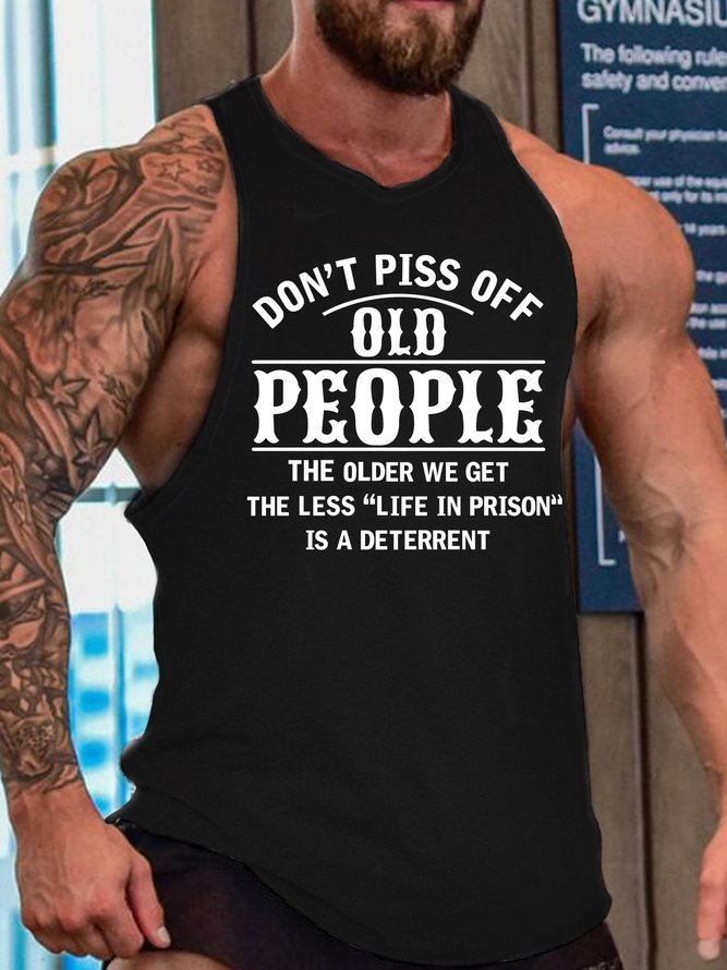 Men's Funny Print Casual Crew Neck Knit Tank