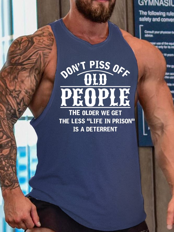 Men's Funny Print Casual Crew Neck Knit Tank