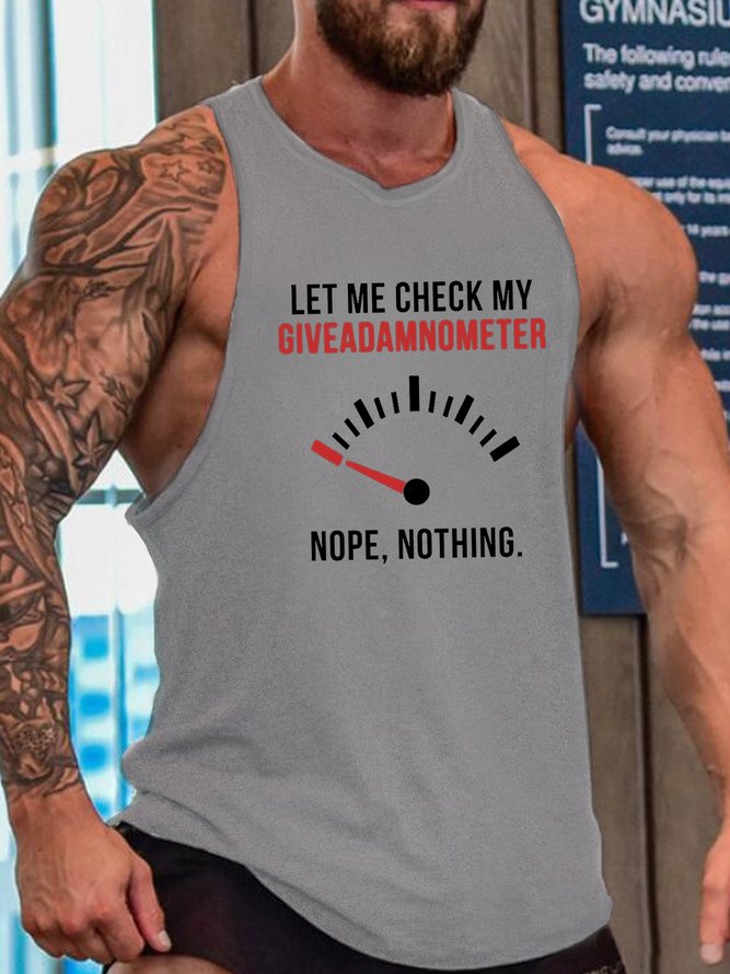 Humorous Graphic Novelty Funny Let Me Check My Giveadamnometer  Casual Sleeveless Tank Top