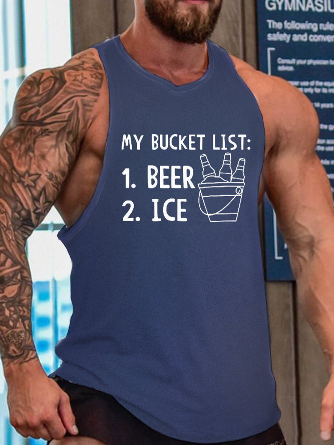 Men's Beer and Ice Funny Casual Sleeveless Knit Tank