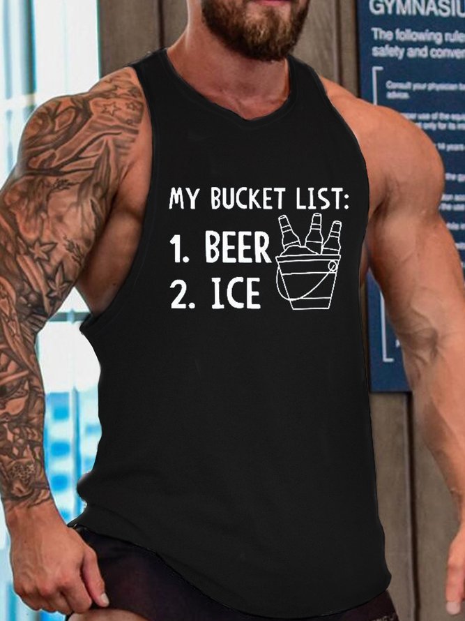 Men's Beer and Ice Funny Casual Sleeveless Knit Tank