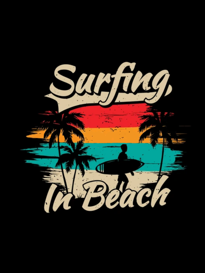 Vintage Casual Surfing In Beach Crew Neck Tank Top