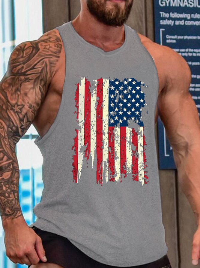 Men‘s American Flag Crew Neck Casual Tank