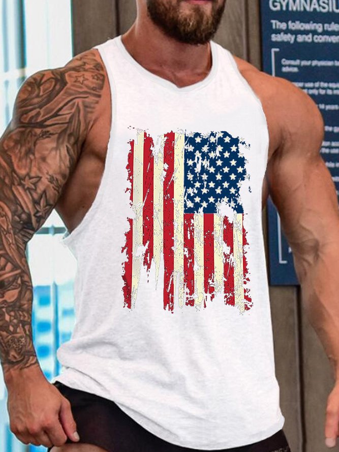 Men‘s American Flag Crew Neck Casual Tank