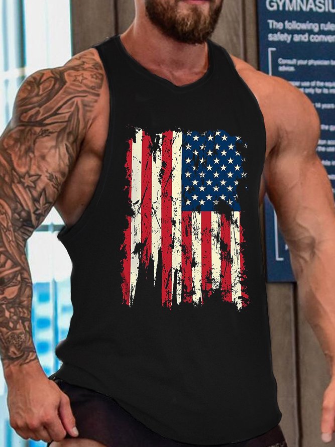 Men‘s American Flag Crew Neck Casual Tank