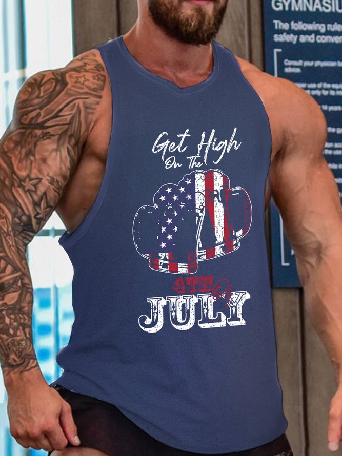 Lilicloth X Saro American Independence Day Funny Beer Print Tank Top