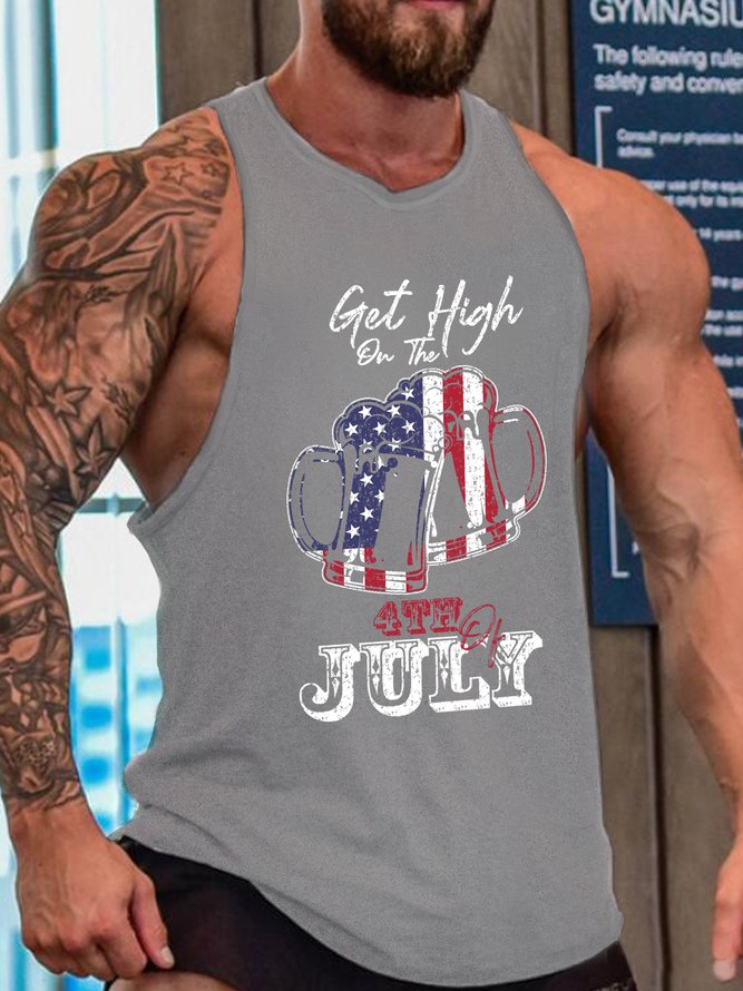 Lilicloth X Saro American Independence Day Funny Beer Print Tank Top