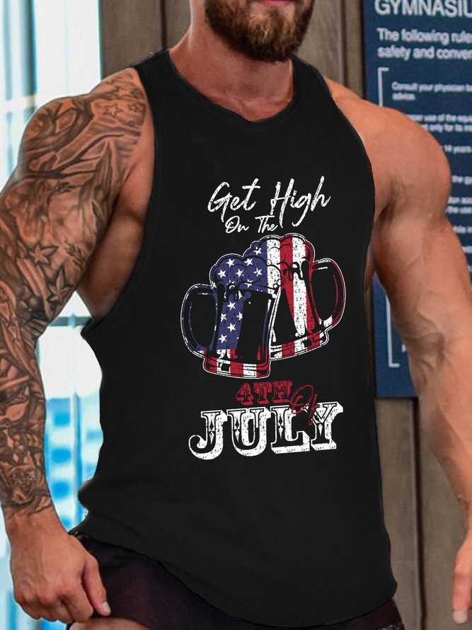 Lilicloth X Saro American Independence Day Funny Beer Print Tank Top