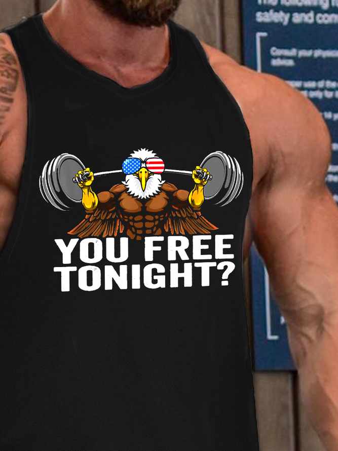 You Free Tonight Bald Eagle Funny Patriotic 4th of July Tank Top