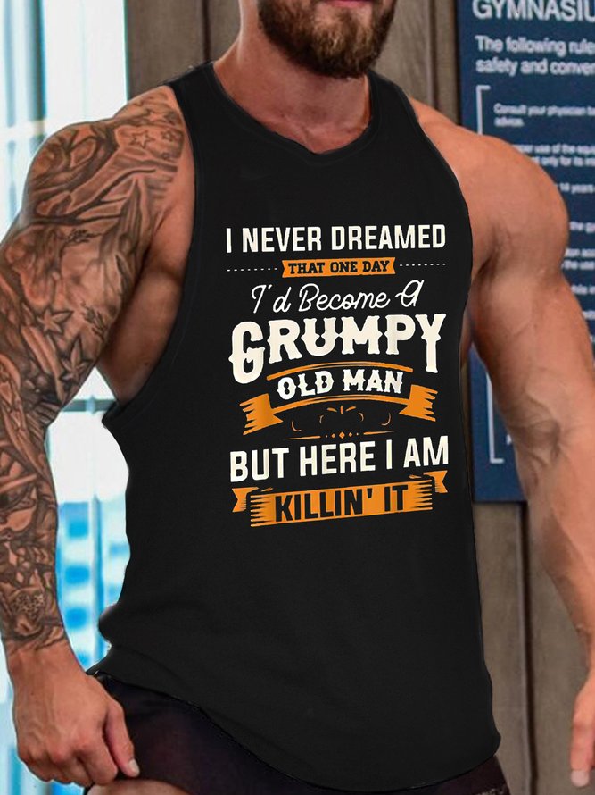 Funny Grumpy Old Man Crew Neck Tank Top