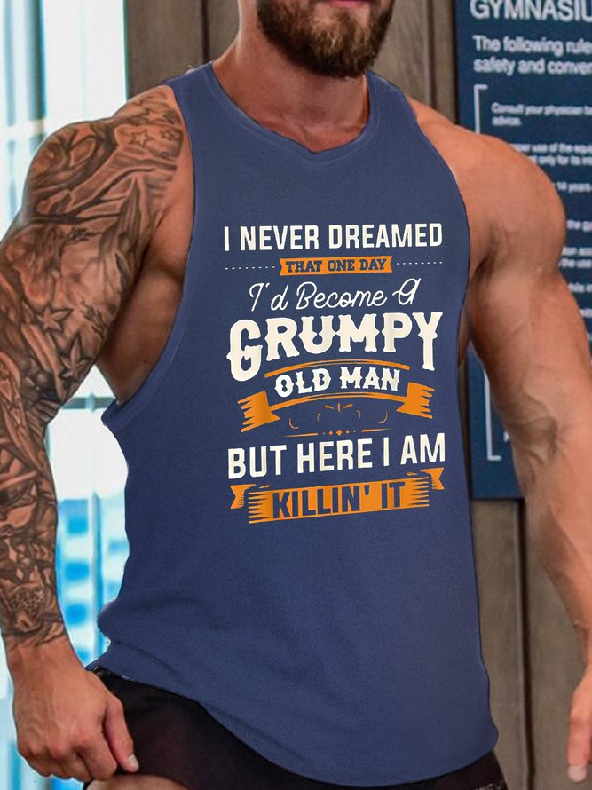 Funny Grumpy Old Man Crew Neck Tank Top
