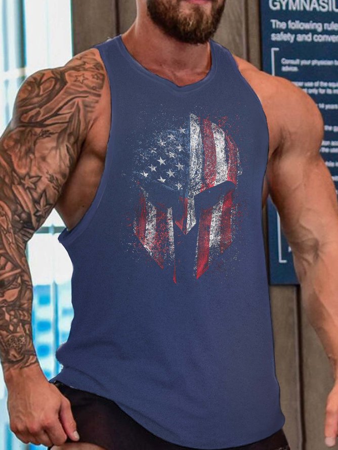 Men American Flag Sleeveless Tank Top