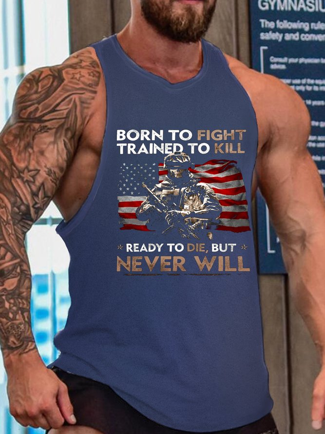 American flag Veteran Soldier Crew Neck Casual Tank Top