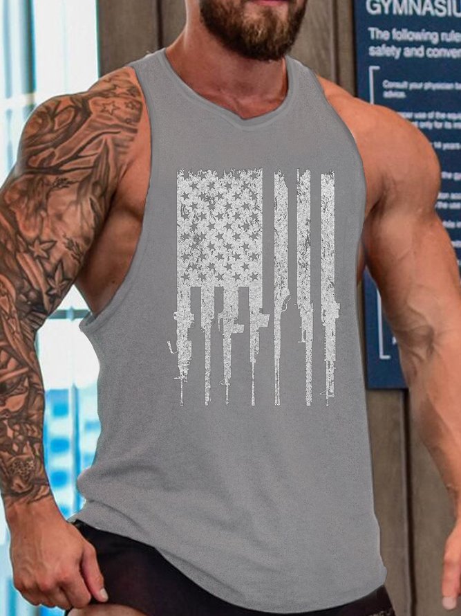 Rifle Flag Men's Sleeveless Casual Tank Top