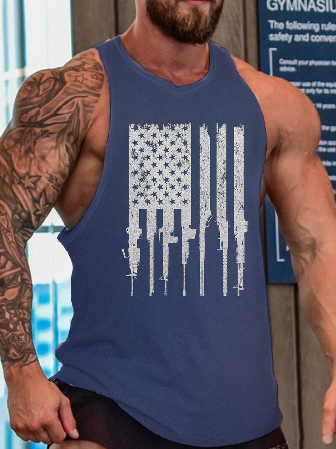Rifle Flag Men's Sleeveless Casual Tank Top