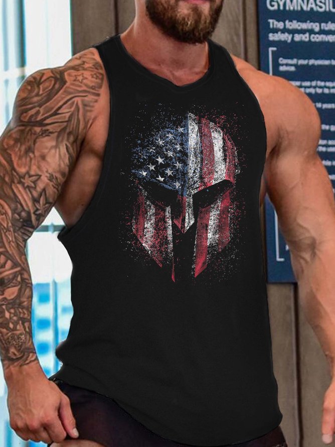 Men American Flag Sleeveless Tank Top