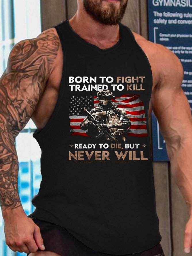 American flag Veteran Soldier Crew Neck Casual Tank Top
